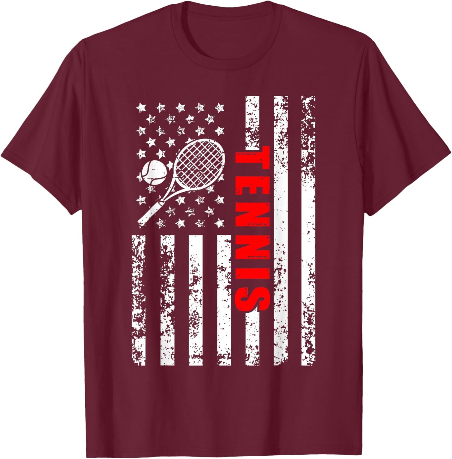 US American Flag Tennis Patriotic women kids Tennis T-Shirt - T-Shirt | Maroon