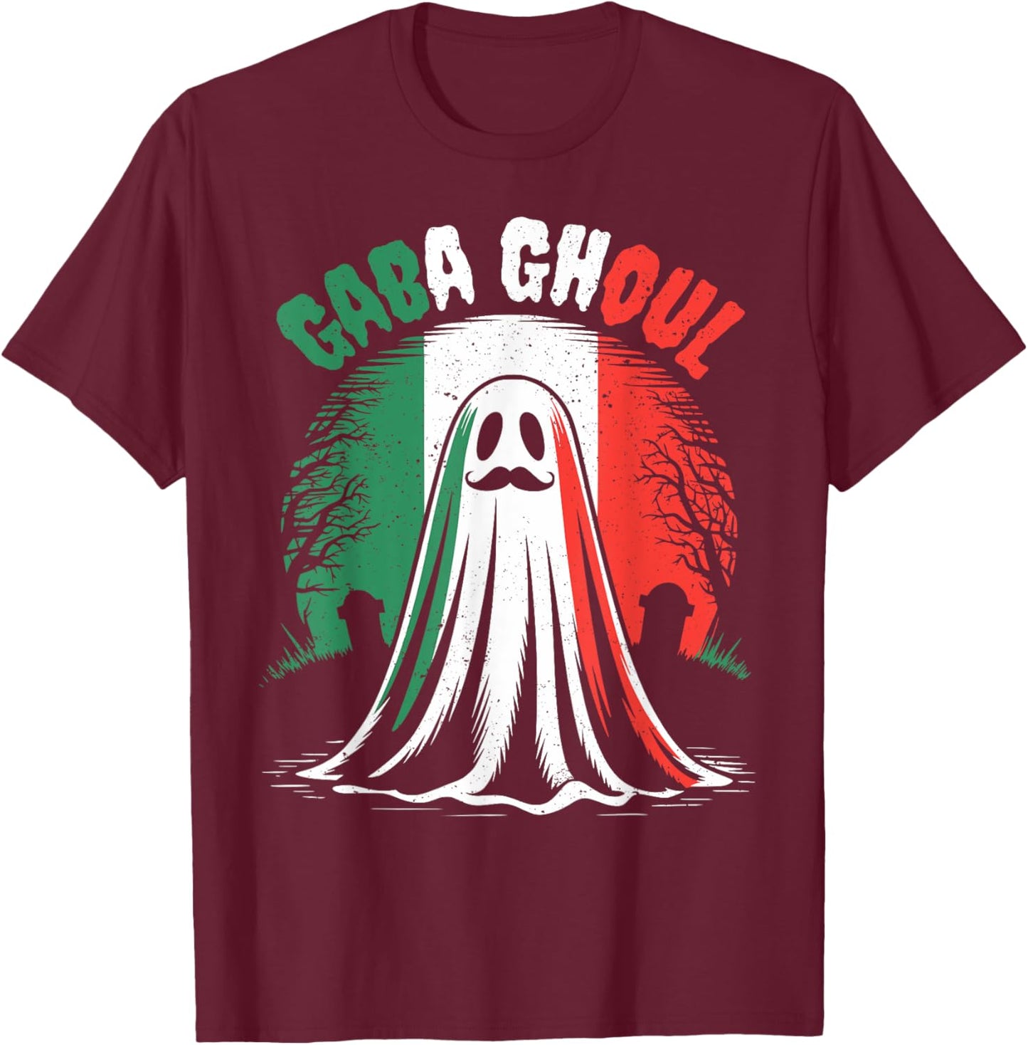 Gaba Ghoul Ghost Italian Halloween Funny Costume Men Women T-Shirt - T-Shirt | Maroon