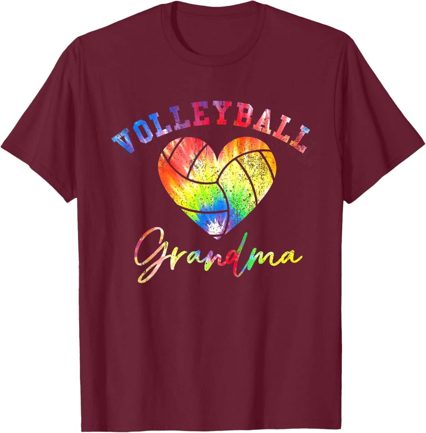 Volleyball Grandma Tie dye T-Shirt - T-Shirt | Maroon