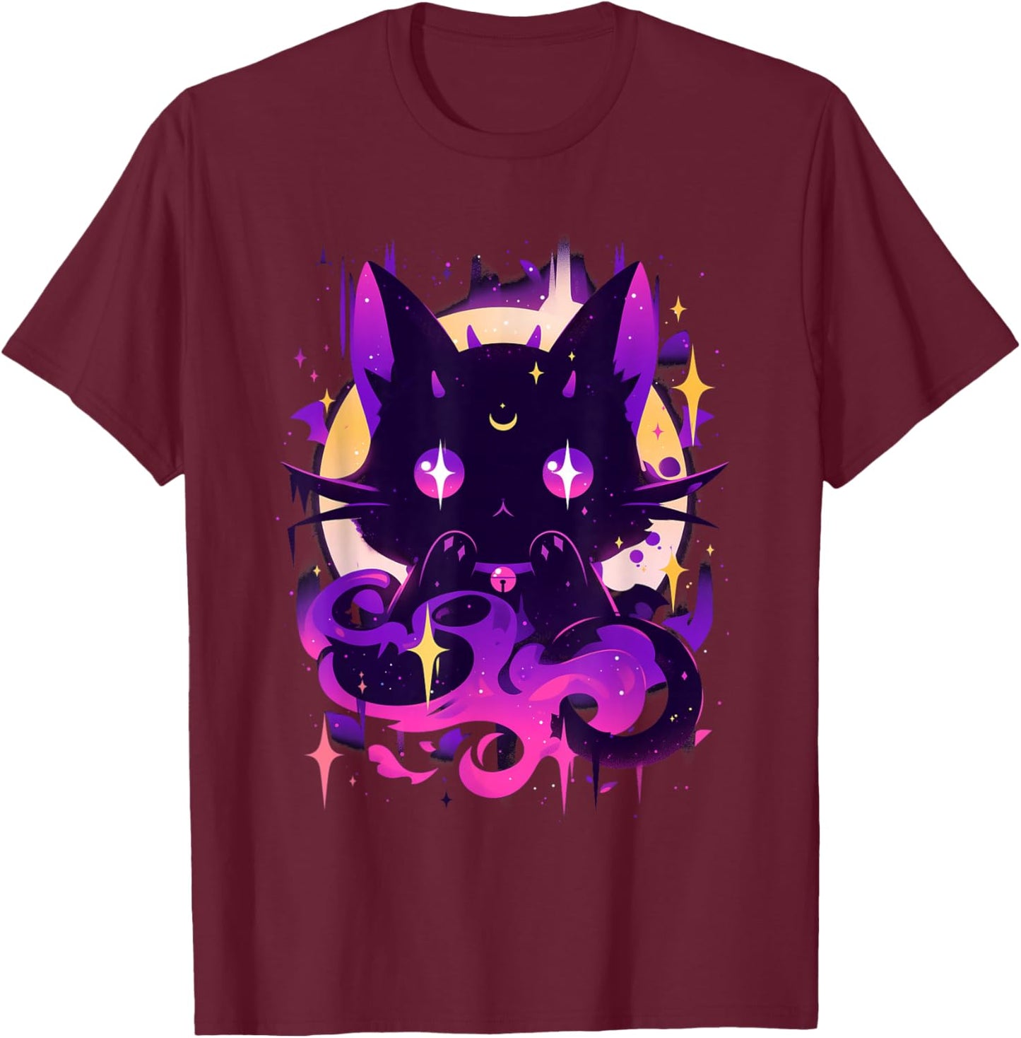 Yami Kawaii Devil Cat Creepy Cute Pastel Goth Japanese T-Shirt - T-Shirt | Maroon