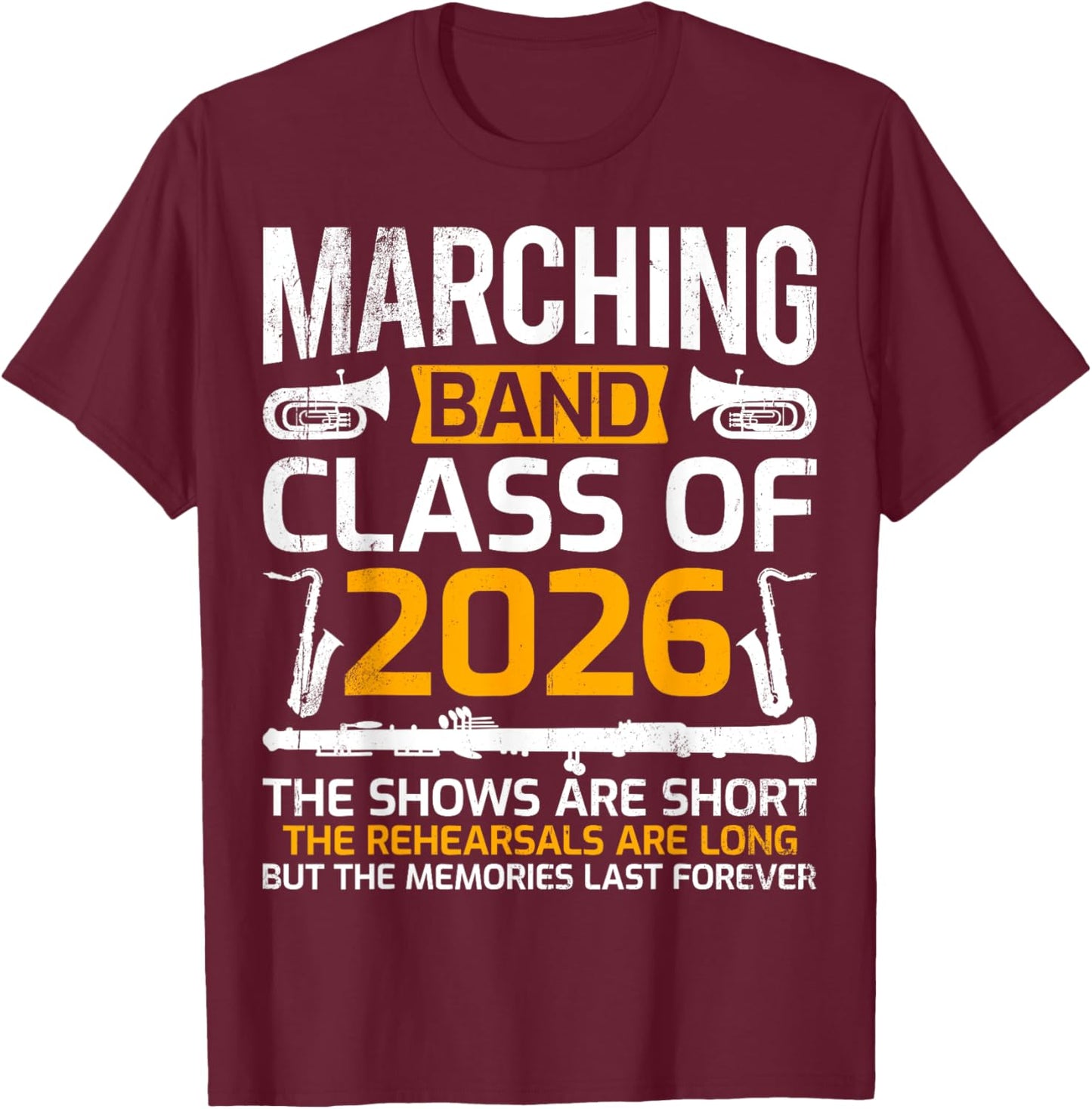 Marching Band Class of 2026 Music Senior Graduation Gifts T-Shirt - T-Shirt | Maroon
