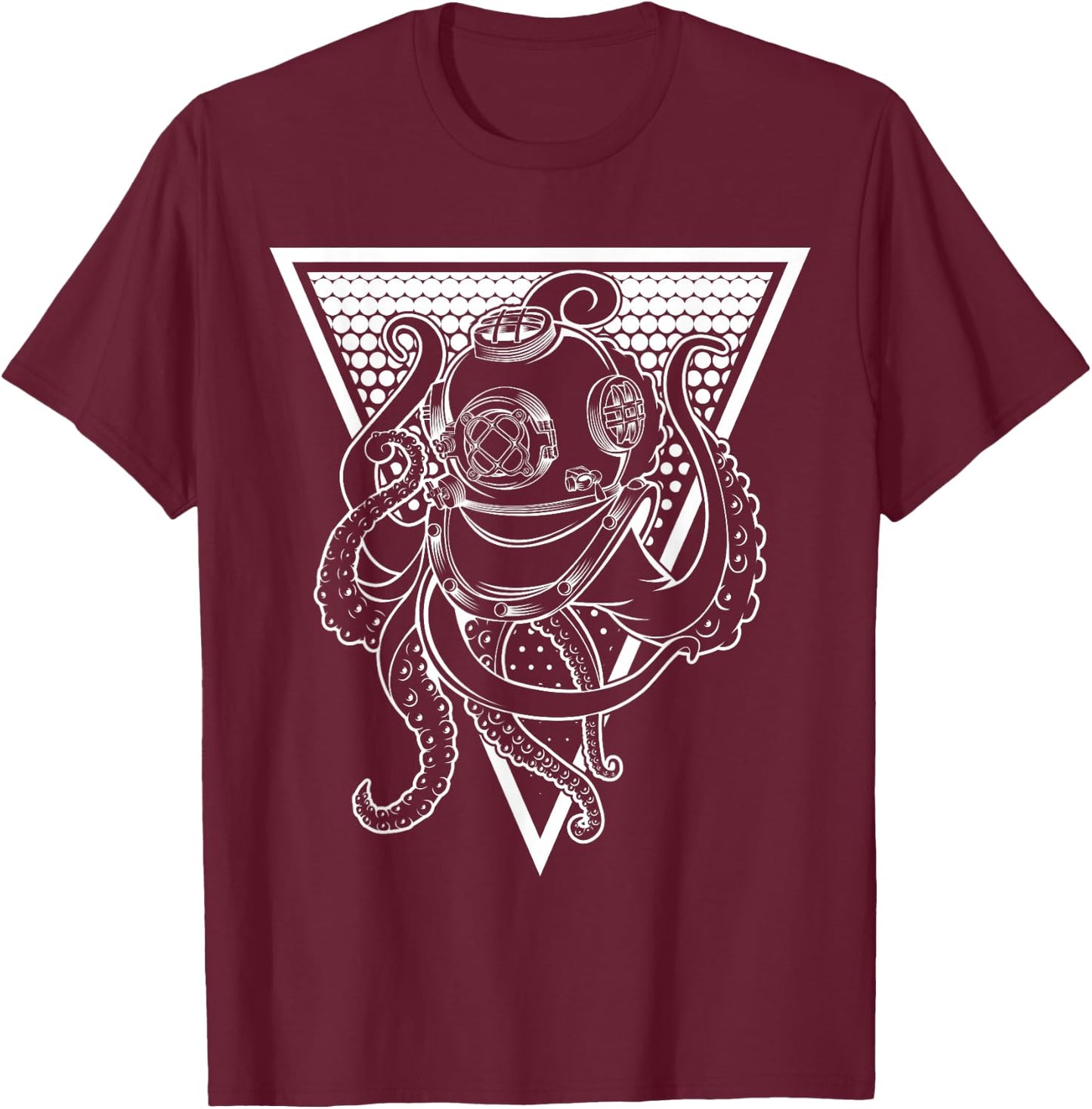 Deep Sea Diving Helmet Octopus Octopus Underwater Diver Gift T-Shirt - T-Shirt | Maroon