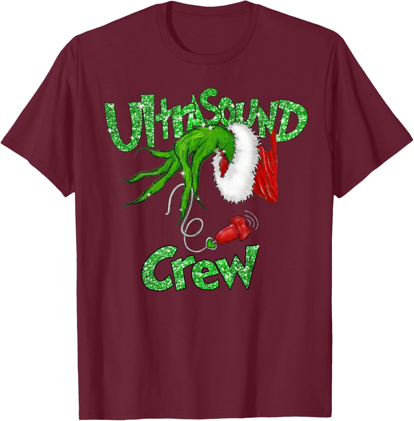 Ultrasound Crew Sonographer Merry Christmas Xmas Pajamas T-Shirt - T-Shirt | Maroon