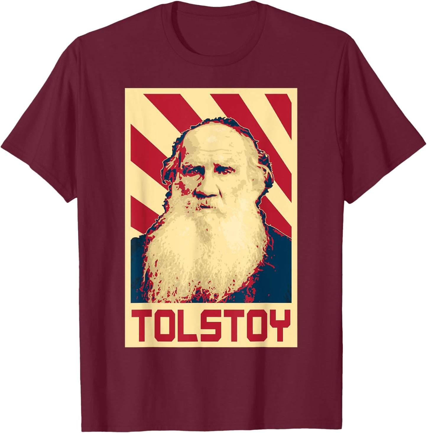 Leo Tolstoy Retro Propaganda T-Shirt - T-Shirt | Maroon