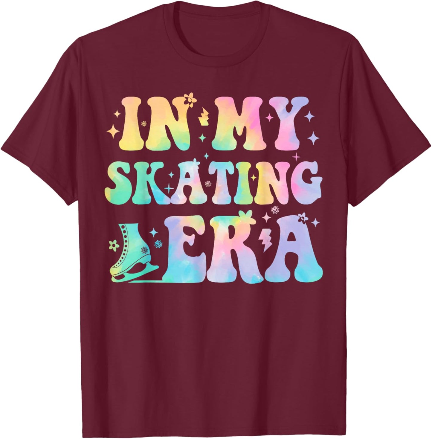 In My Skating Era Skater Coach Figure Hockey Ice Skate T-Shirt - T-Shirt | Maroon