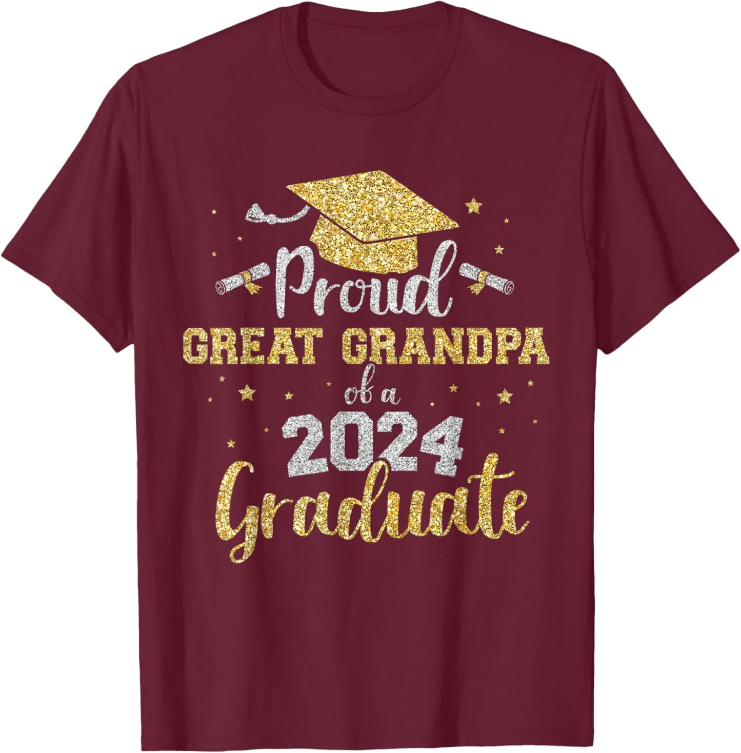 Proud great grandpa class of 2024 graduate senior graduation T-Shirt - T-Shirt | Maroon