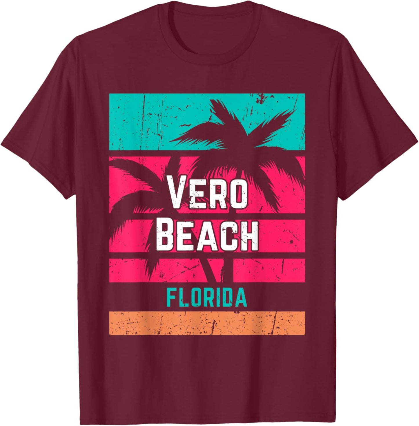 Vero Beach Florida Vacation Souvenir Surfing Vintage Women T-Shirt - T-Shirt | Maroon
