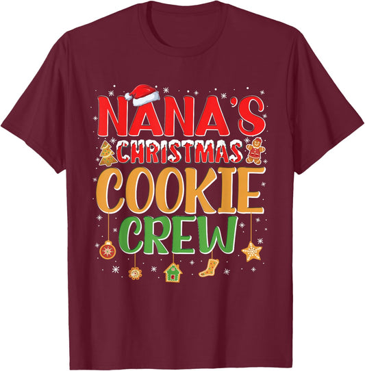 Nana's Christmas Cookie Crew For Grandkids Family Baking T-Shirt - T-Shirt | Maroon