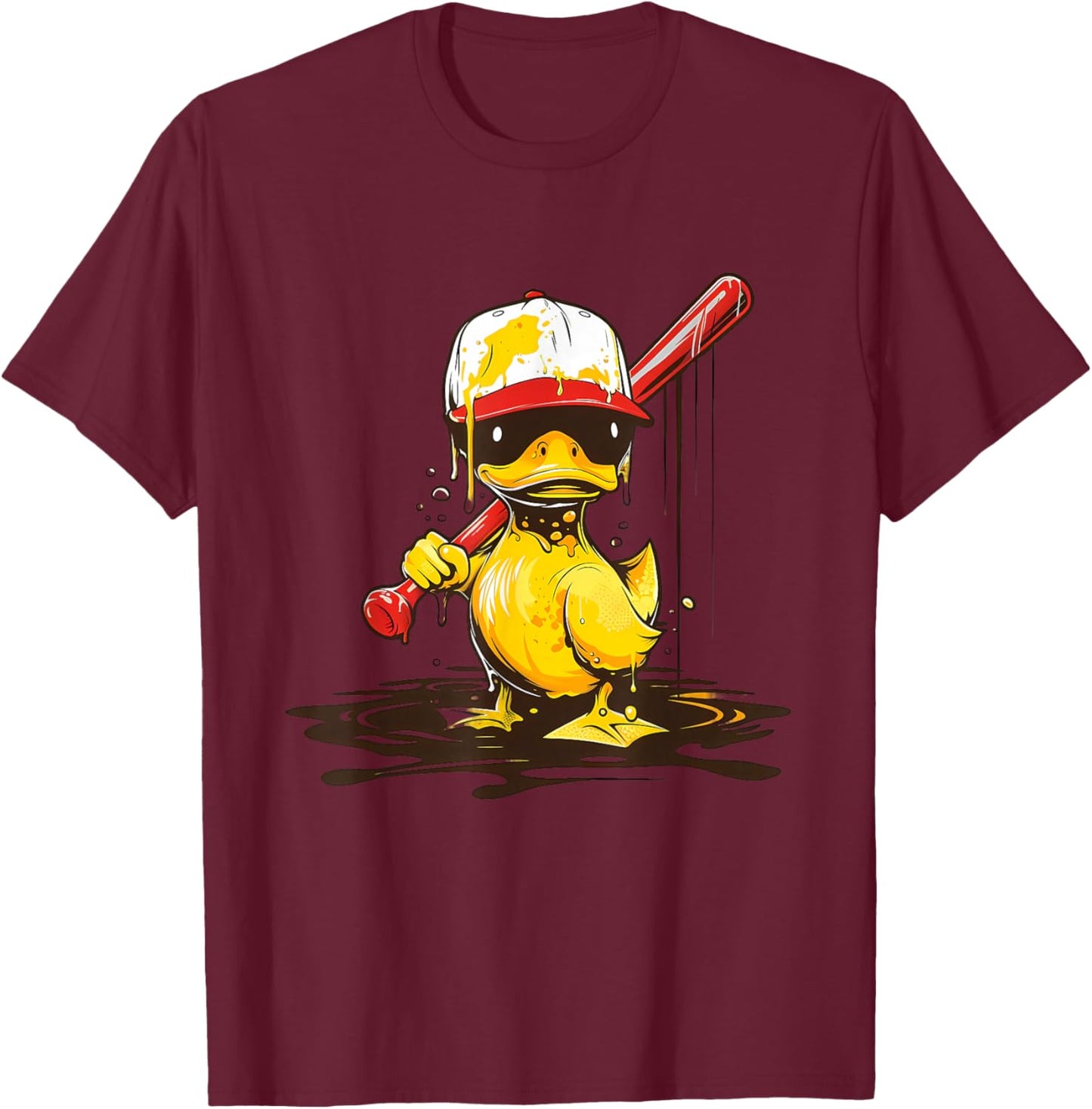 Rubber Duck Baseball Player Rubber Duckie Rubber Duck Lover T-Shirt - T-Shirt | Maroon