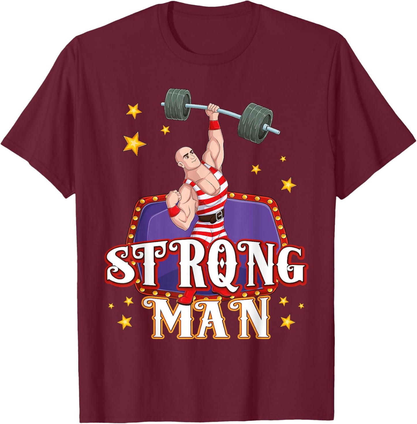 Strong Man Costume Circus Staff Carnival Strongman kids Boys T-Shirt - T-Shirt | Maroon