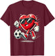 Funny Heart Playing Soccer Valentines Day Boys Kids T-Shirt - T-Shirt | Maroon