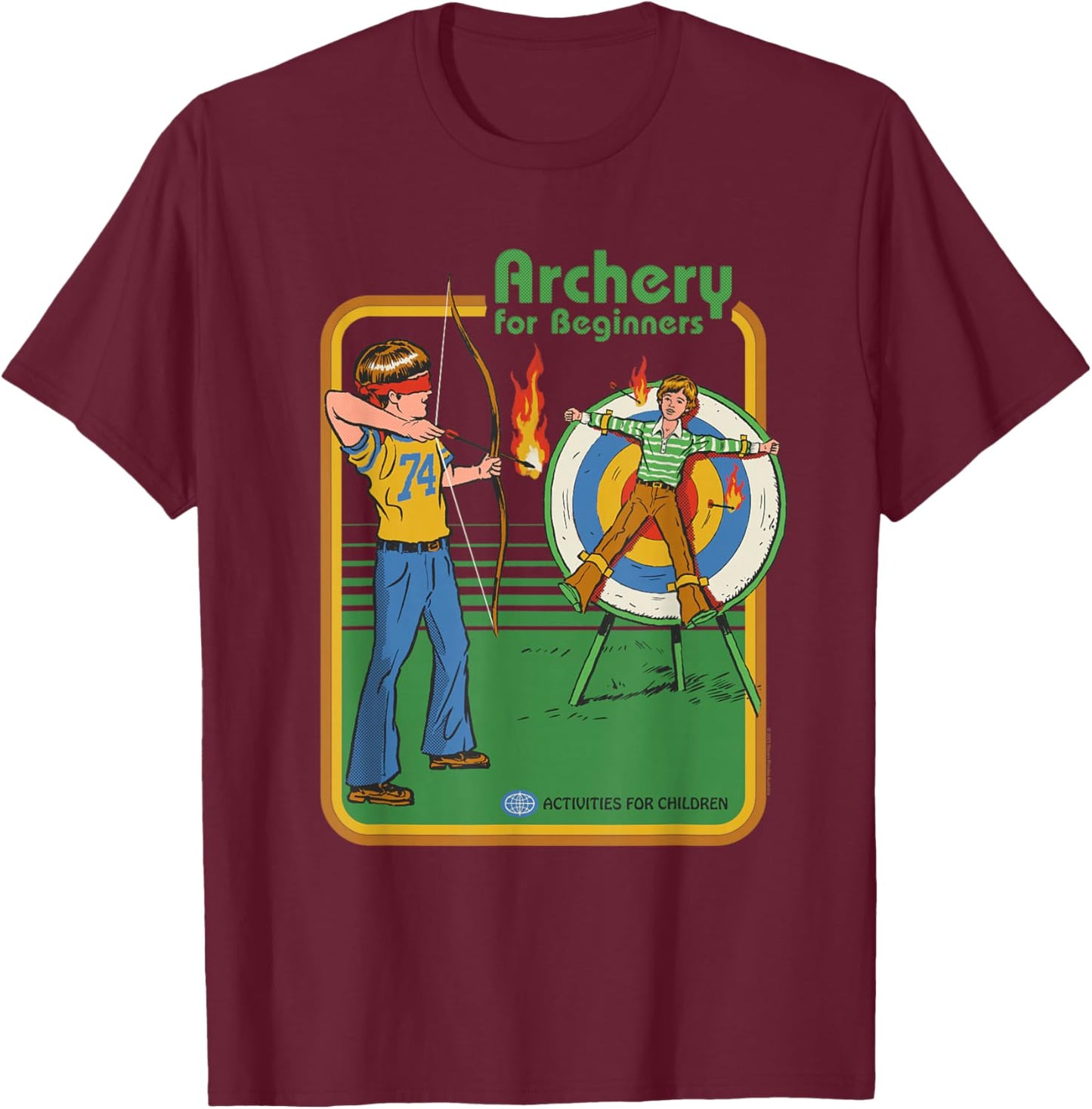 Steven Rhodes Archery for Beginners Retro Dark Humor T-Shirt - T-Shirt | Maroon