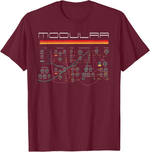 Best Synth Art Vintage Modular Synth Analog Audio Engineer Synth Nerd T-Shirt - T-Shirt | Maroon