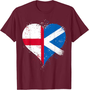 Scotland England Flag for Half Scottish Half English Pride T-Shirt - T-Shirt | Maroon