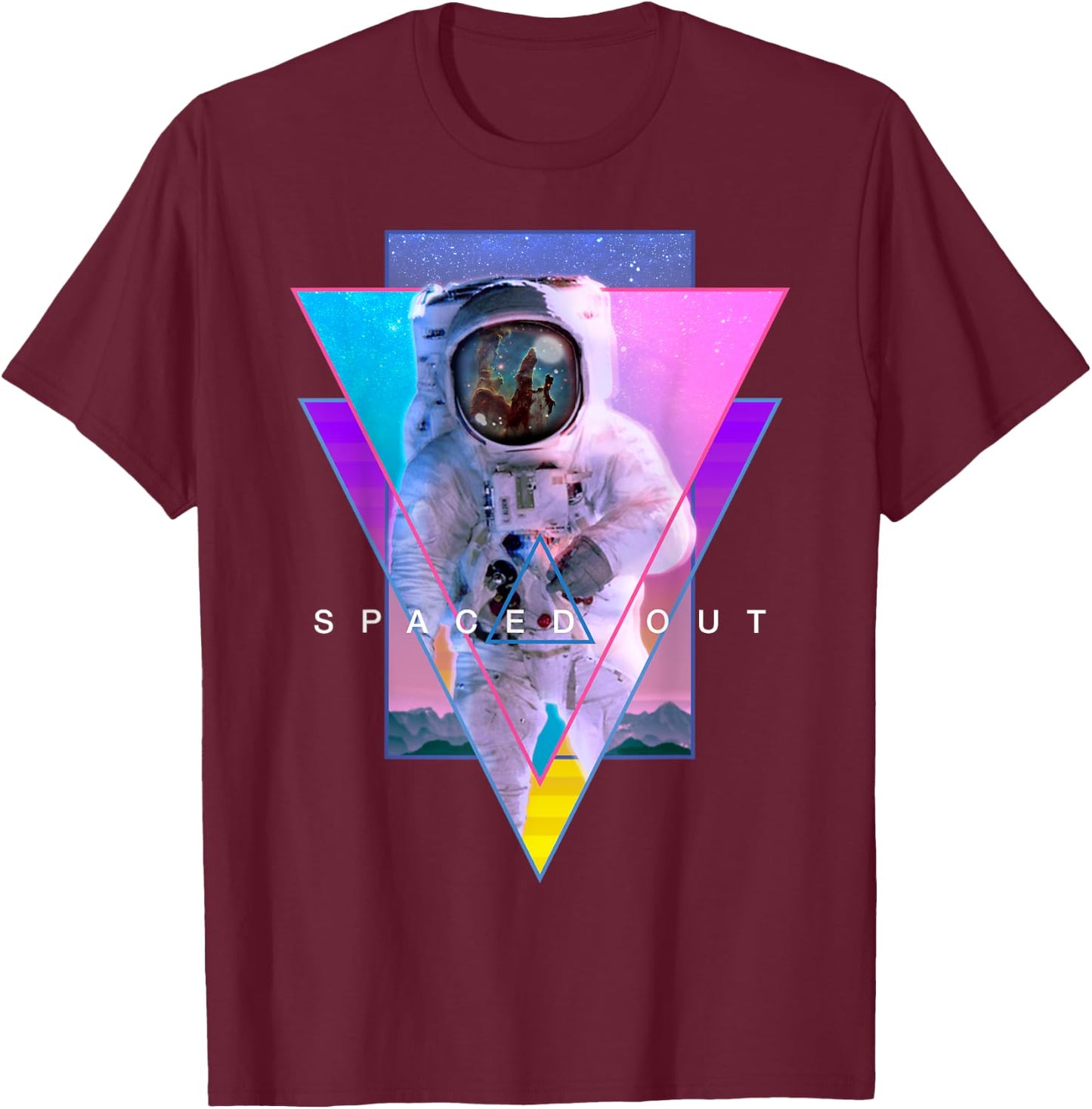 Astronaut Spaced Out Aesthetic Vaporwave Outer Space Art T-Shirt - T-Shirt | Maroon