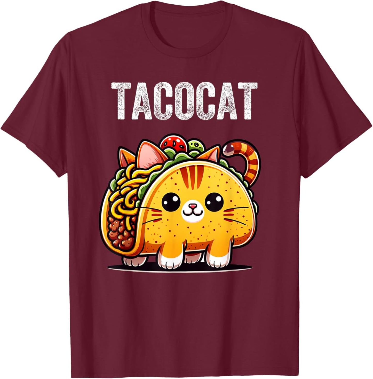 Tacocat Spelled Backwards is Taco Cat, Love Cat And Taco T-Shirt - T-Shirt | Maroon
