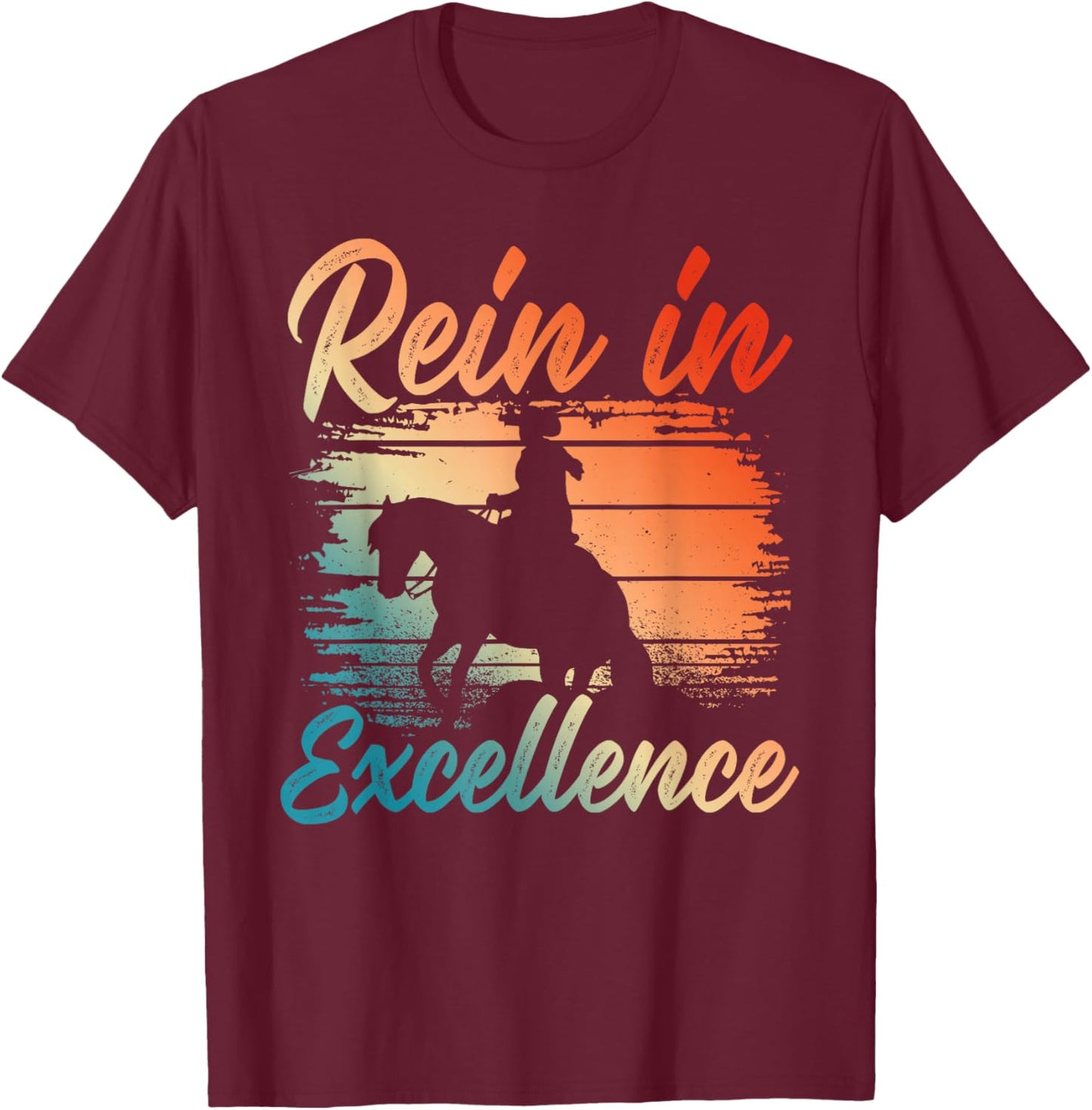 Sliding Stop Reining Horse Equestrian Western Riding T-Shirt - T-Shirt | Maroon