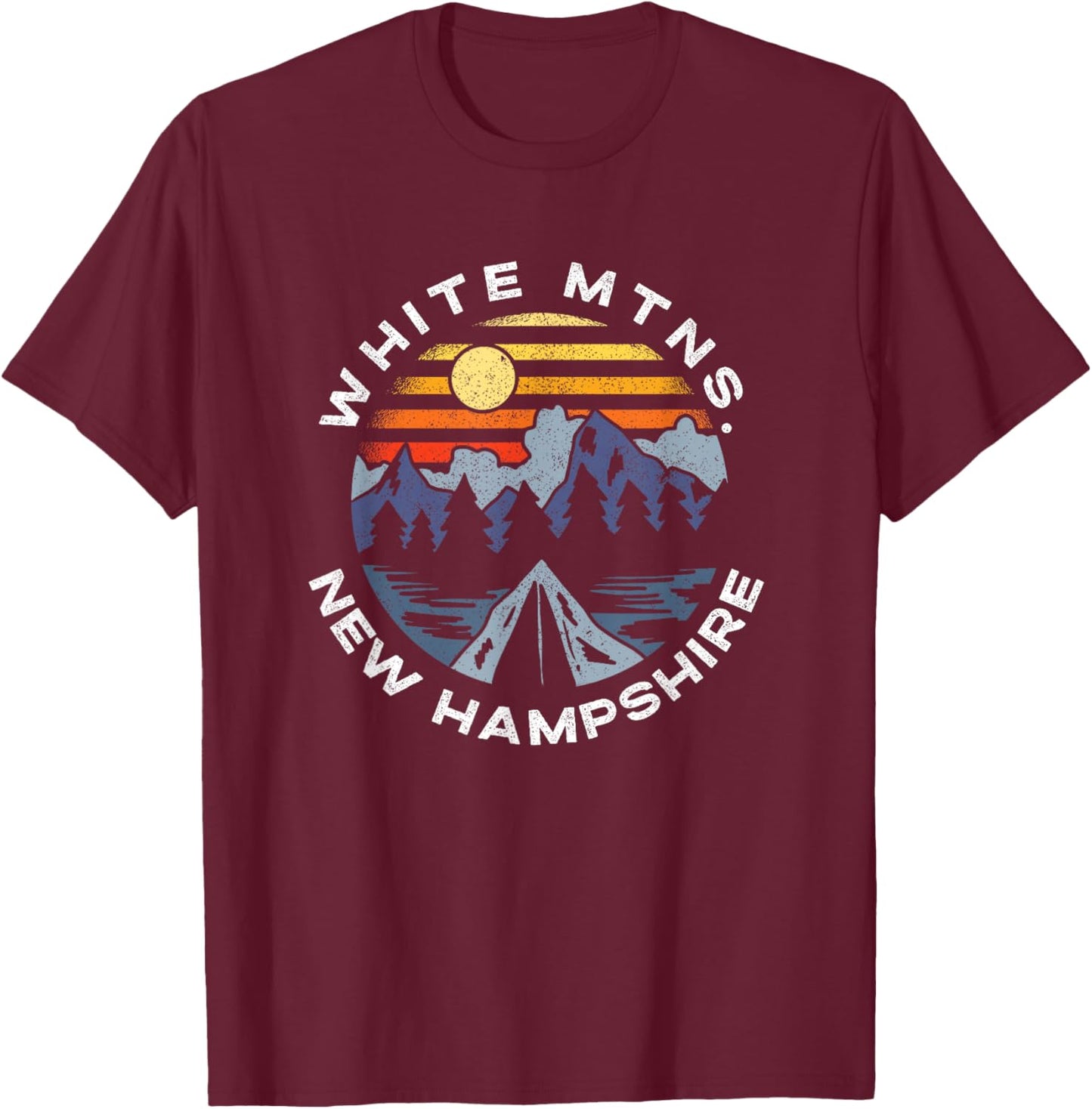 White Mountains New Hampshire Mountains Vacation Souvenir T-Shirt - T-Shirt | Maroon
