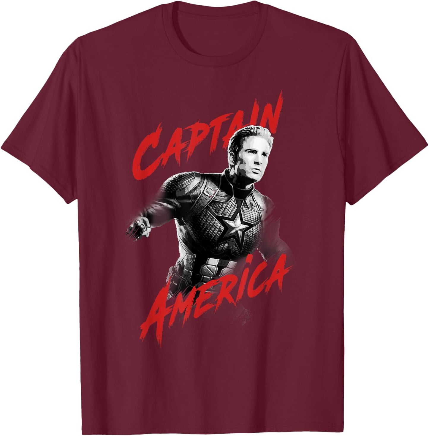 Avengers Endgame Captain America Tonal Portrait T-Shirt - T-Shirt | Maroon