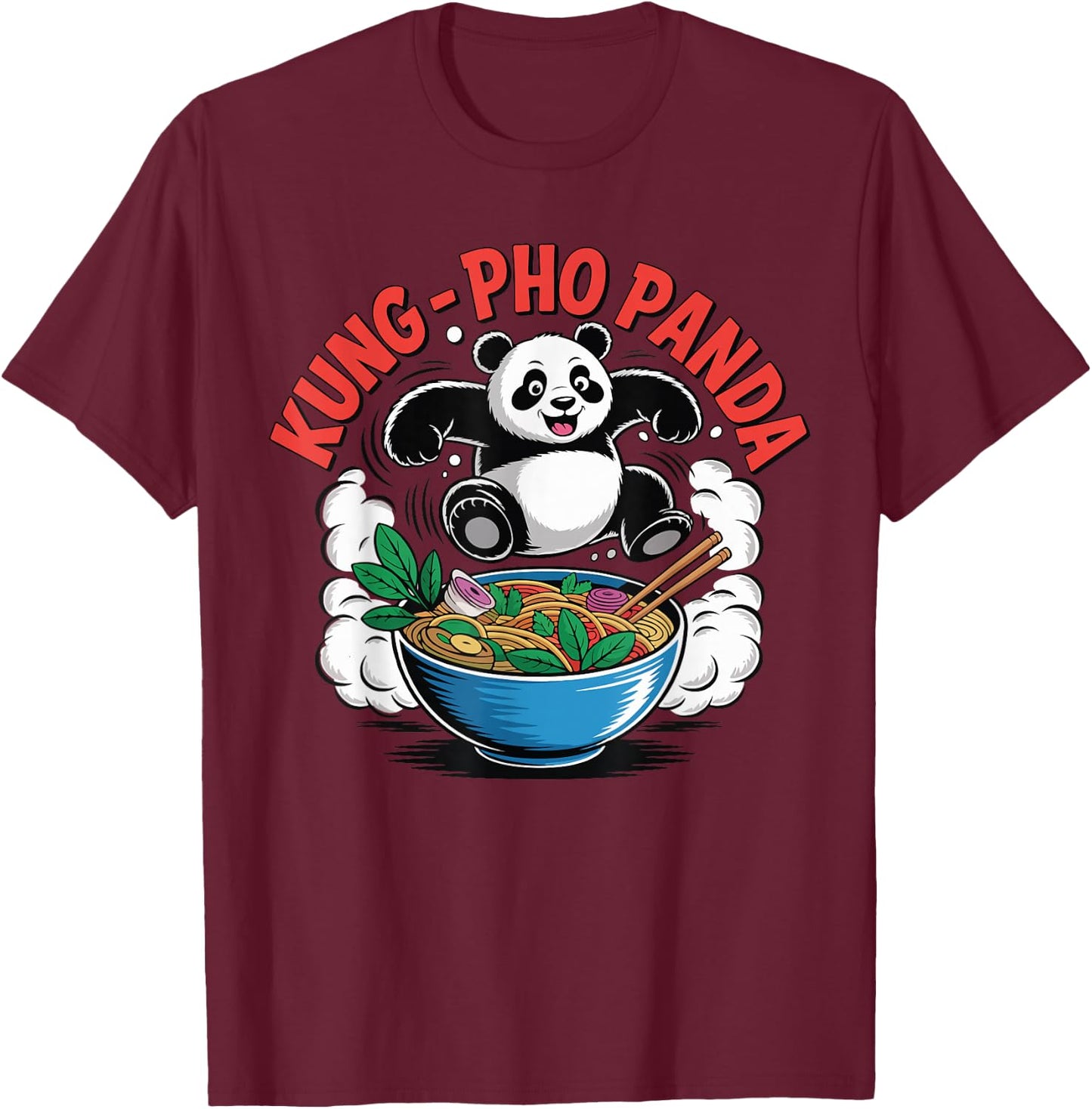 Pholicious Panda Vietnamese Pho Lover Design Kung Fu T-Shirt - T-Shirt | Maroon