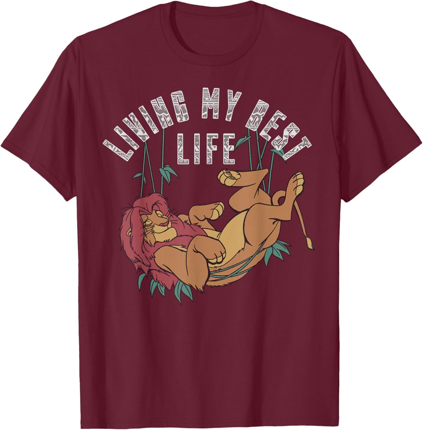 Disney Lion King Simba Living My Best Life T-Shirt - T-Shirt | Maroon