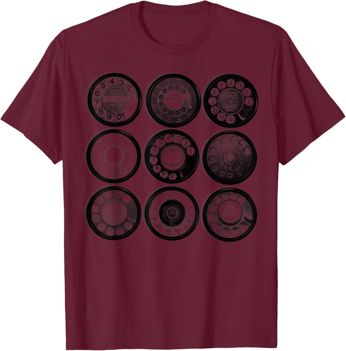 Vintage Rotary Dial Collection Retro Dial Rotary Phone T-Shirt - T-Shirt | Maroon