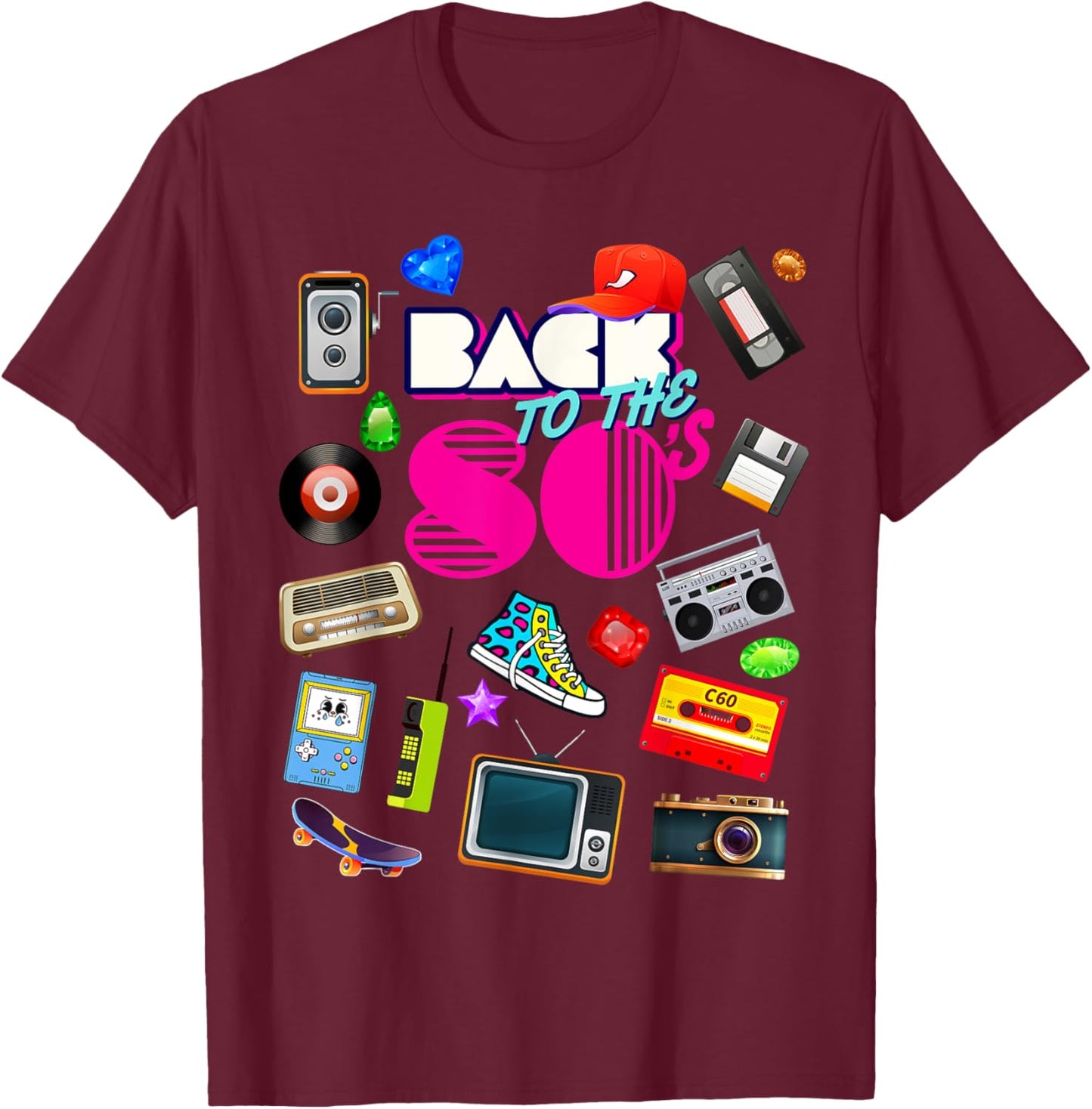Back To 80's Vintage Retro I Love 80's Graphic Design T-Shirt - T-Shirt | Maroon