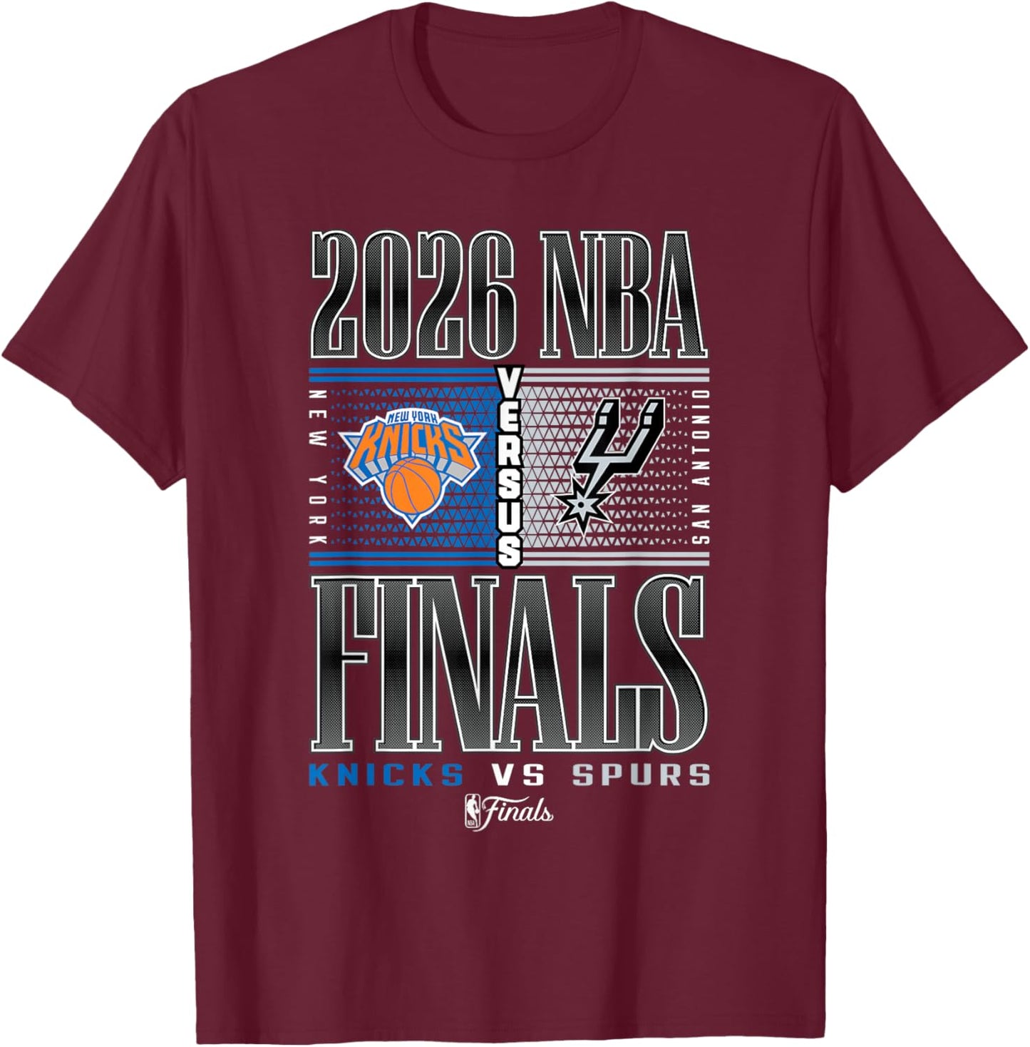 NBA 2026 Finals Knicks vs Spurs Battlegrounds T-Shirt - T-Shirt | Maroon