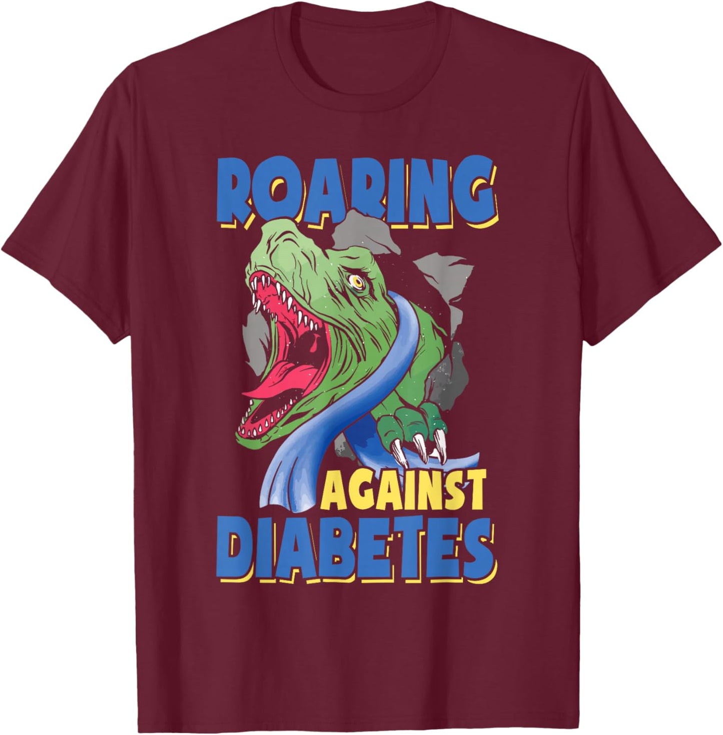 Diabetic Toddler Kids Diabetes Awareness Month T Rex T-Shirt - T-Shirt | Maroon