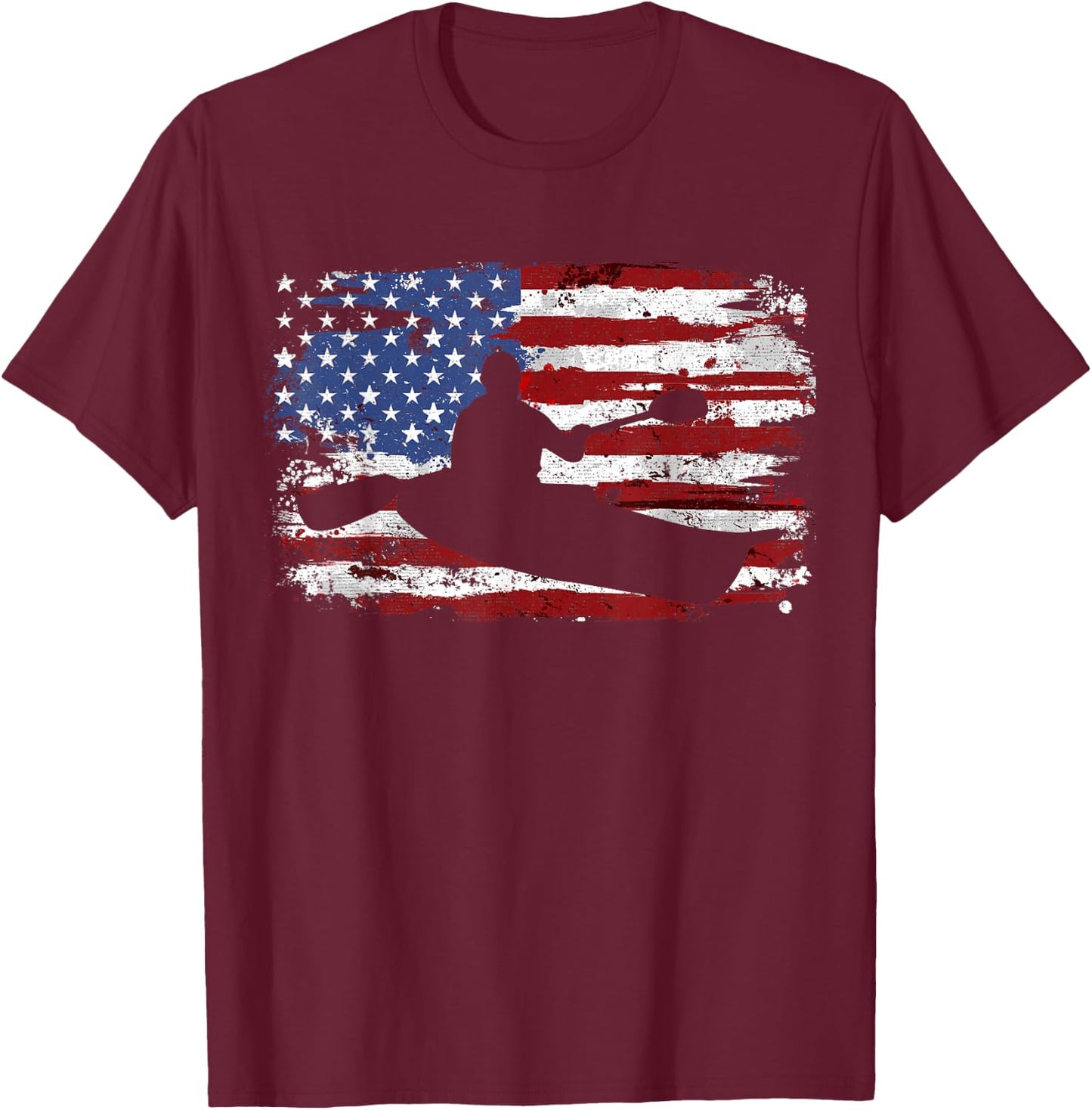 Kayak Vintage American Flag Girls Kids Men T-Shirt - T-Shirt | Maroon