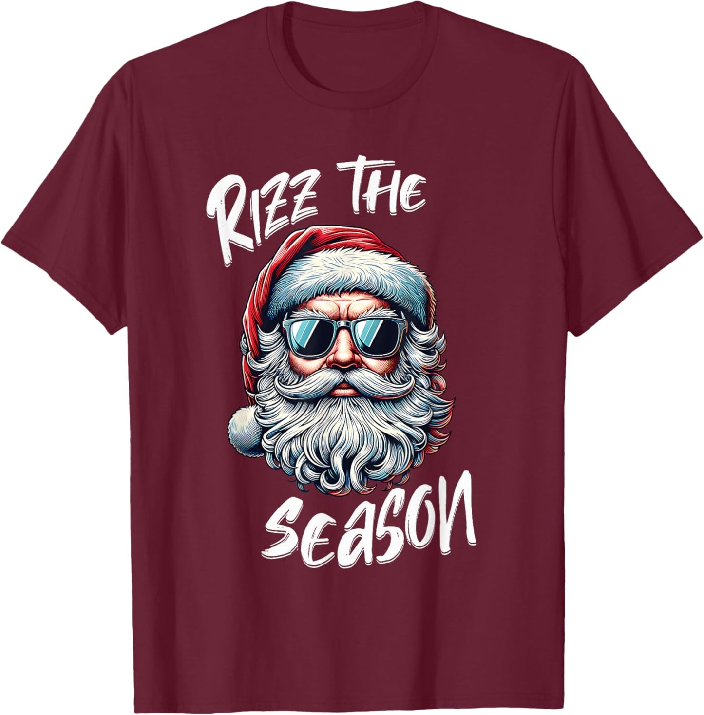 Rizz The Season Teens Kids School Christmas Santa Claus T-Shirt - T-Shirt | Maroon