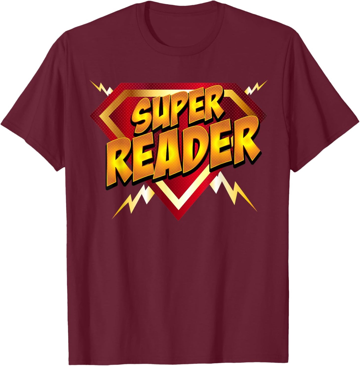 Super Reader Superhero Book Lover's Comic Style T-Shirt - T-Shirt | Maroon