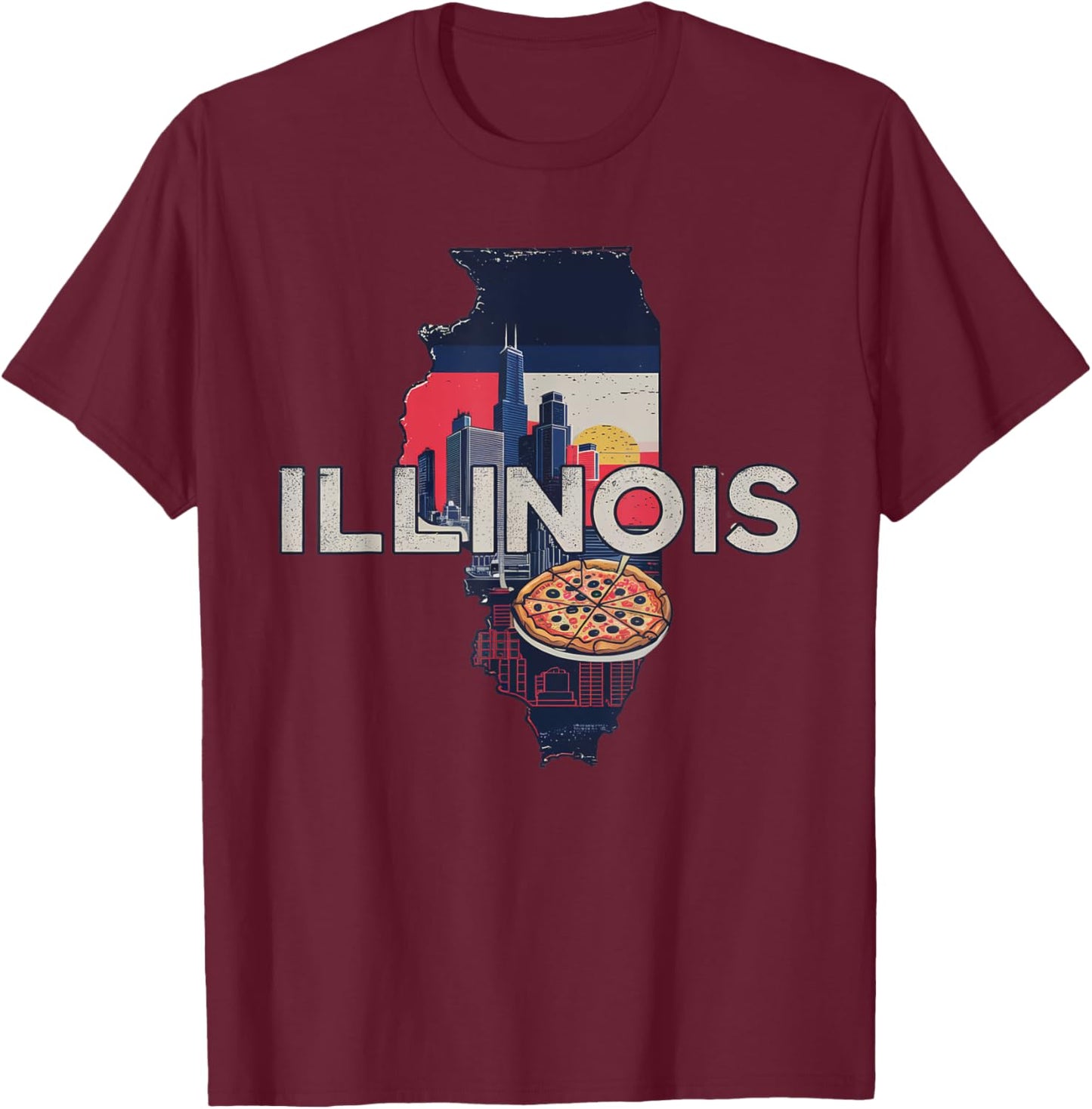Illinois State of Illinois Retro Illinois T-Shirt - T-Shirt | Maroon