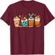 Boston Terrier Dog Fall Autumn Coffee Cups Halloween Pet Men Women T-Shirt - T-Shirt | Maroon