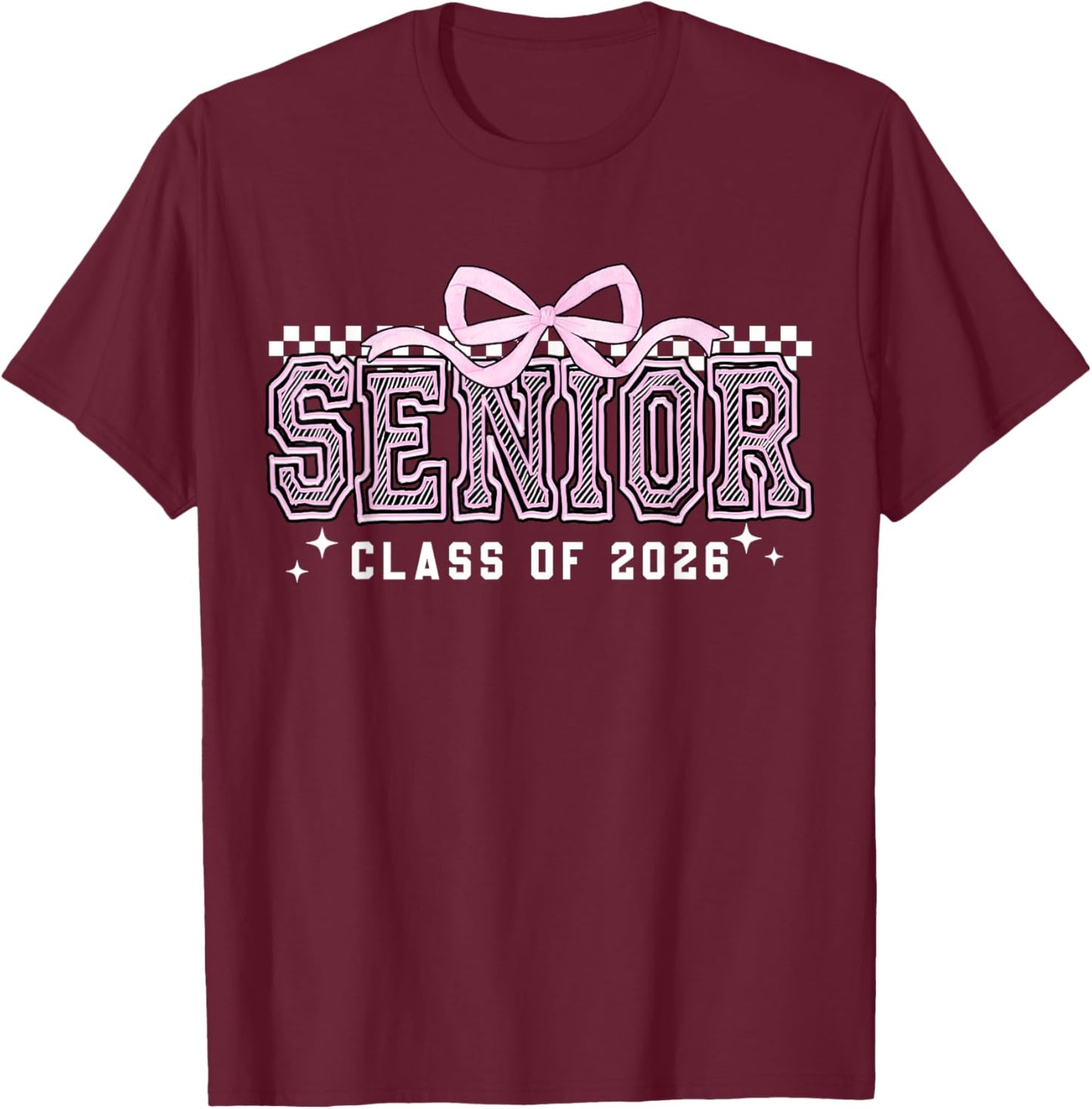 Senior 2026 Coquette Bow Class of 2026 Graduation Graduate T-Shirt - T-Shirt | Maroon