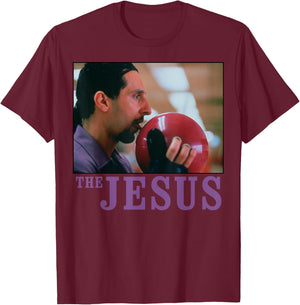 The Big Lebowski Jesus Licking the Bowling Ball T-Shirt - T-Shirt | Maroon