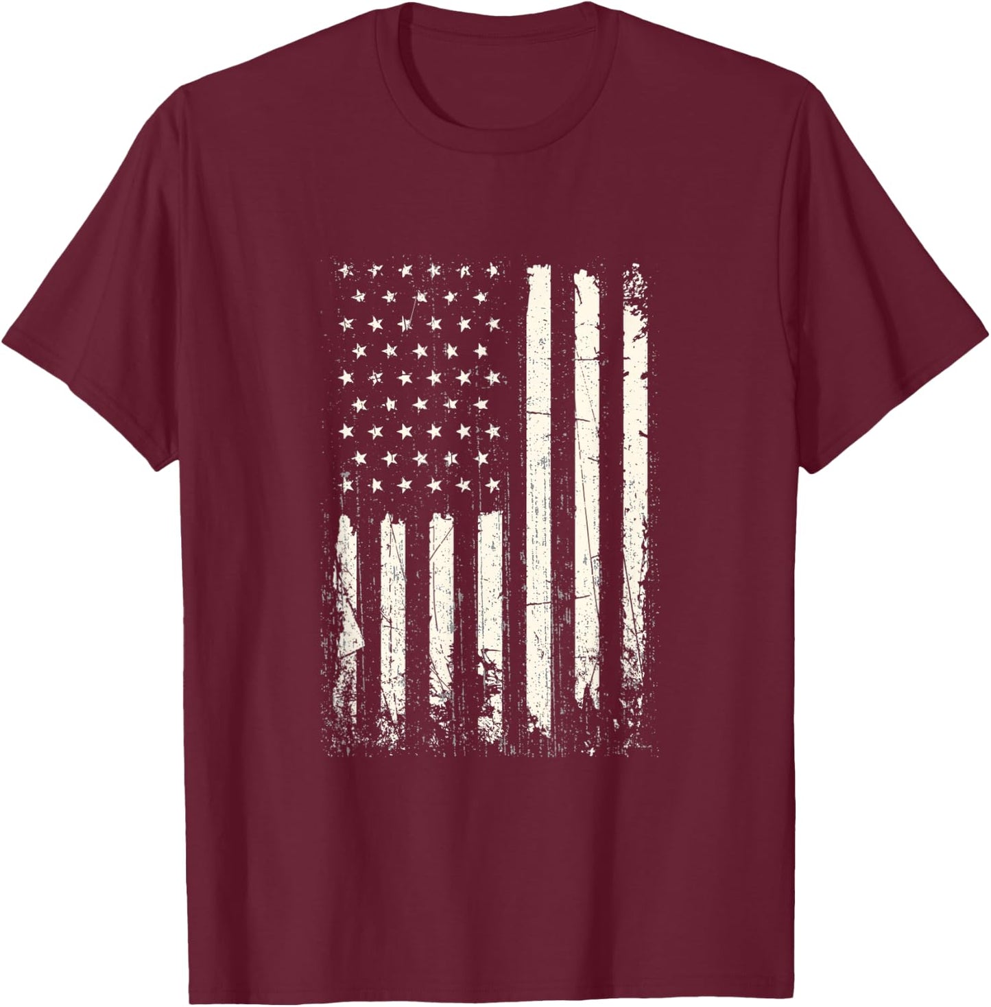 Vertical American Flag American Flag Distressed Men T-Shirt - T-Shirt | Maroon