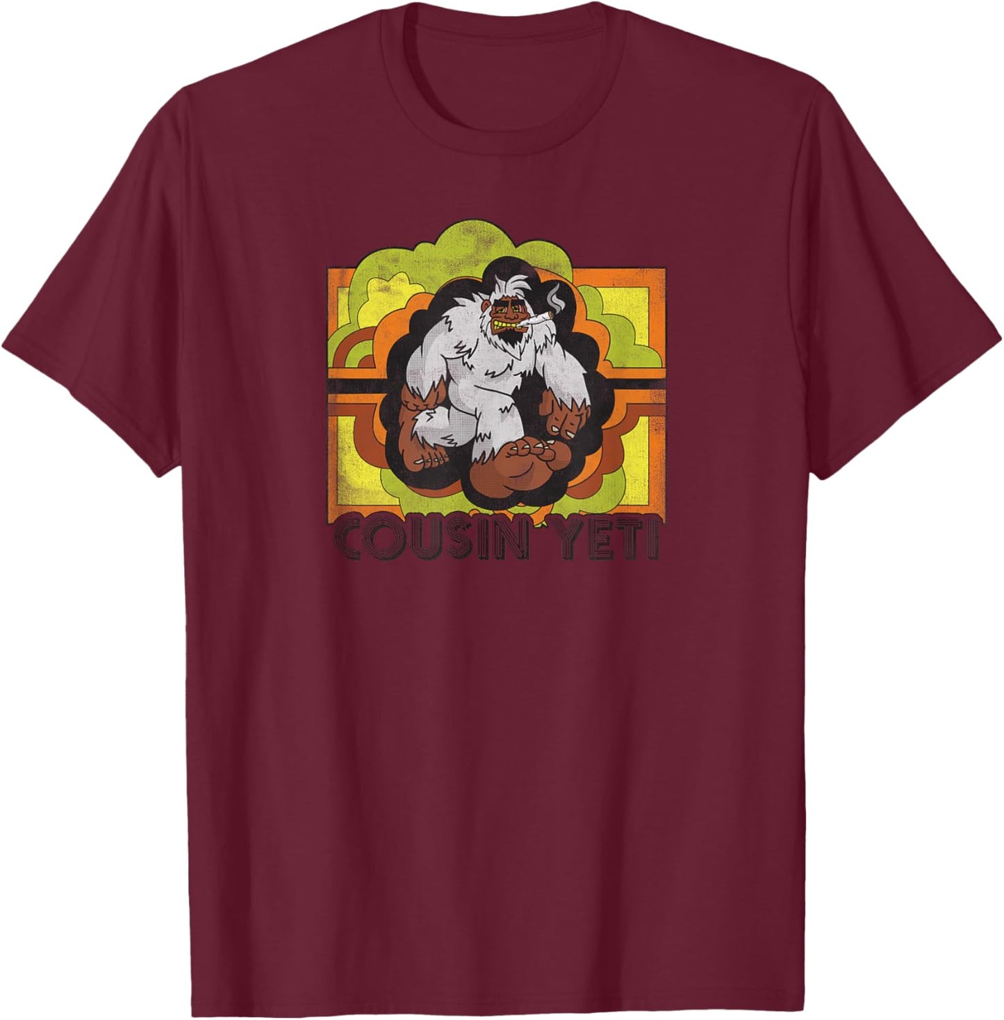 Sasquatch and Bigfoot's Cousin Yeti | Cryptozoology T-Shirt - T-Shirt | Maroon