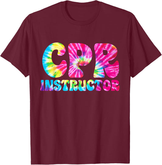 CPR Instructor Tie Dye Training and Teaching EMS Ambulance T-Shirt - T-Shirt | Maroon