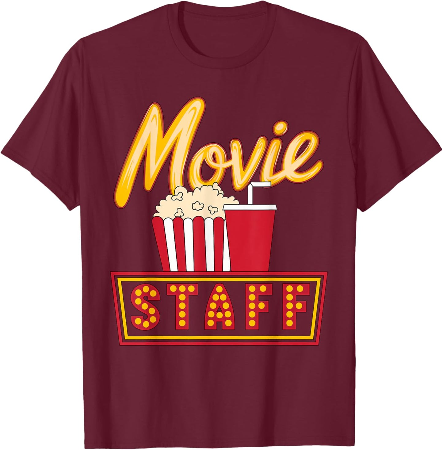 Movie Staff Movie Night Cinema T-Shirt - T-Shirt | Maroon