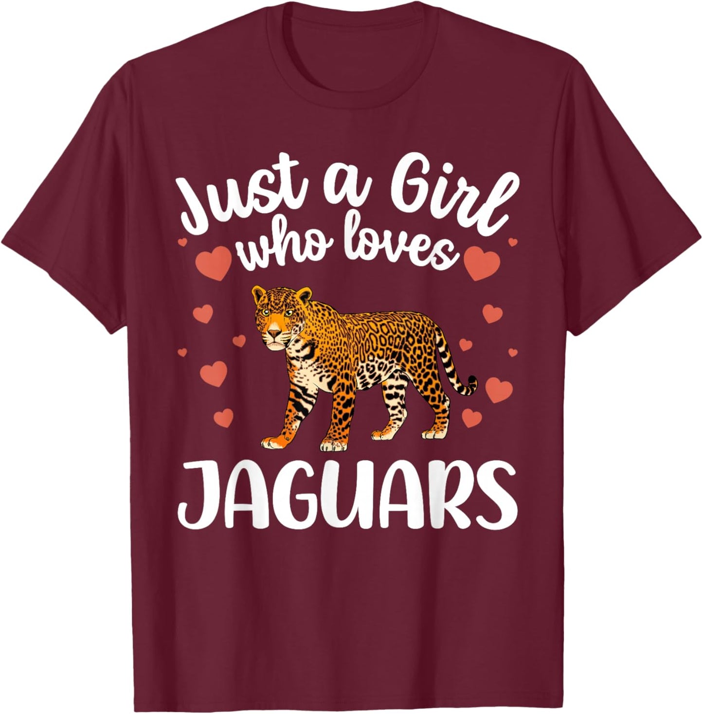 Funny Jaguar Art for Girls Women Kids Large Cat Jaguar Lover T-Shirt - T-Shirt | Maroon
