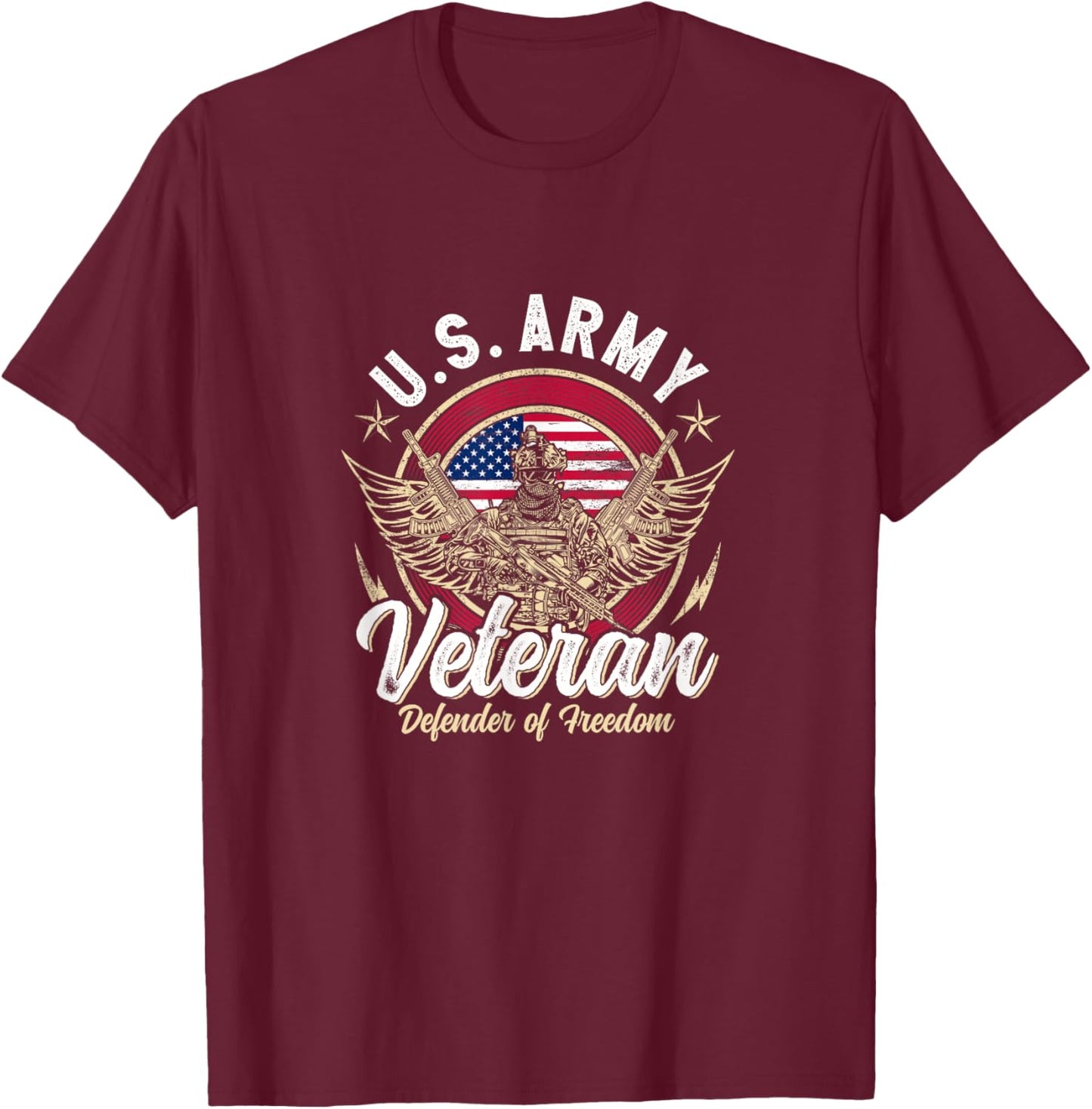 US Army Veteran - Defender of Freedom T-Shirt - T-Shirt | Maroon