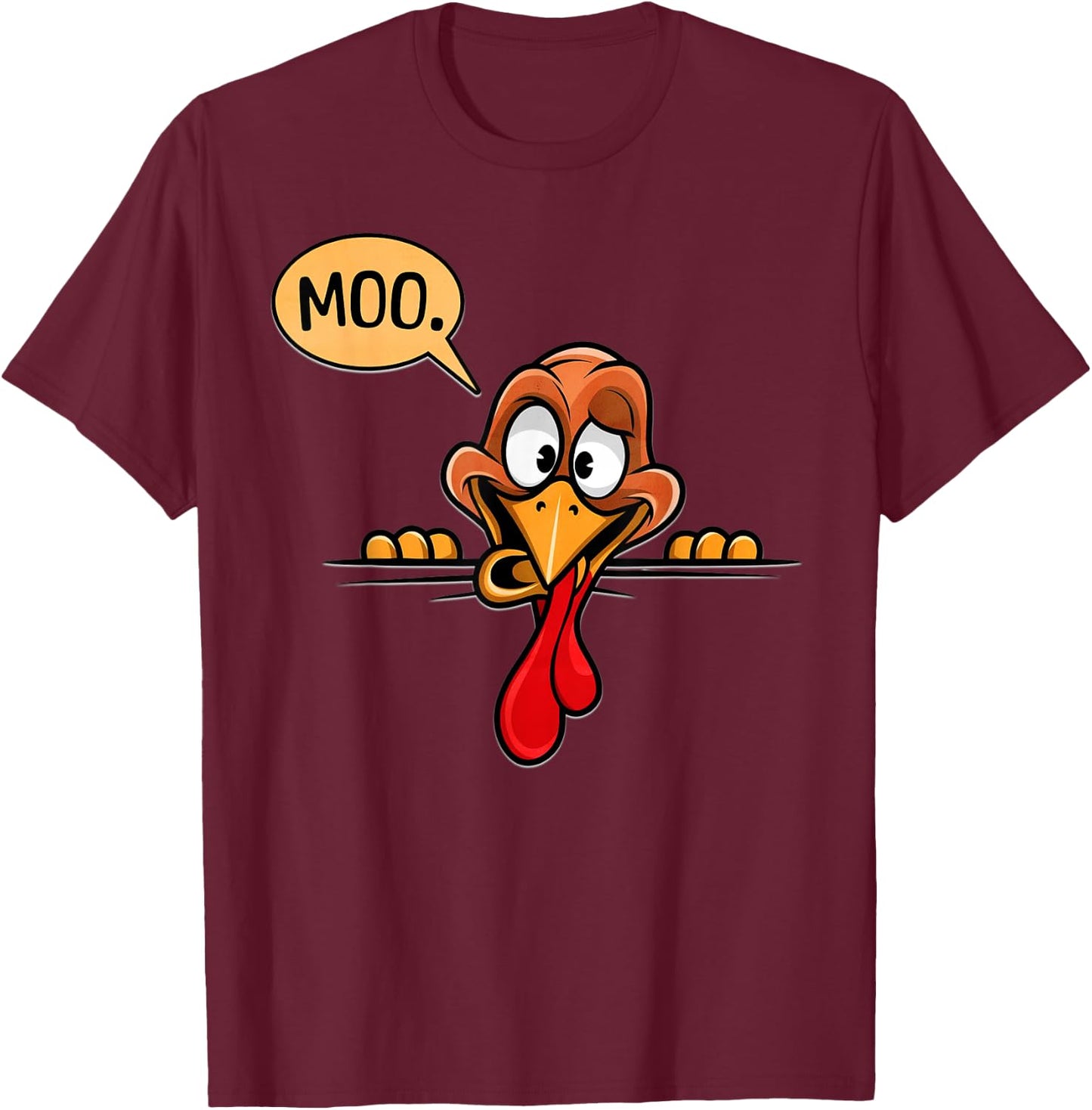 Turkey Moo Funny Thanksgiving T-Shirt - T-Shirt | Maroon