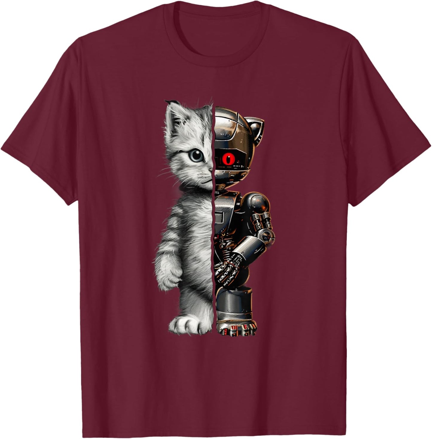 Funny Robotics Animal Lover Cat Robots Graphic Engineer Cats T-Shirt - T-Shirt | Maroon