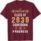 Class Of 2030 Countdown In Progress Vintage Graduate Grad 30 T-Shirt - T-Shirt | Maroon