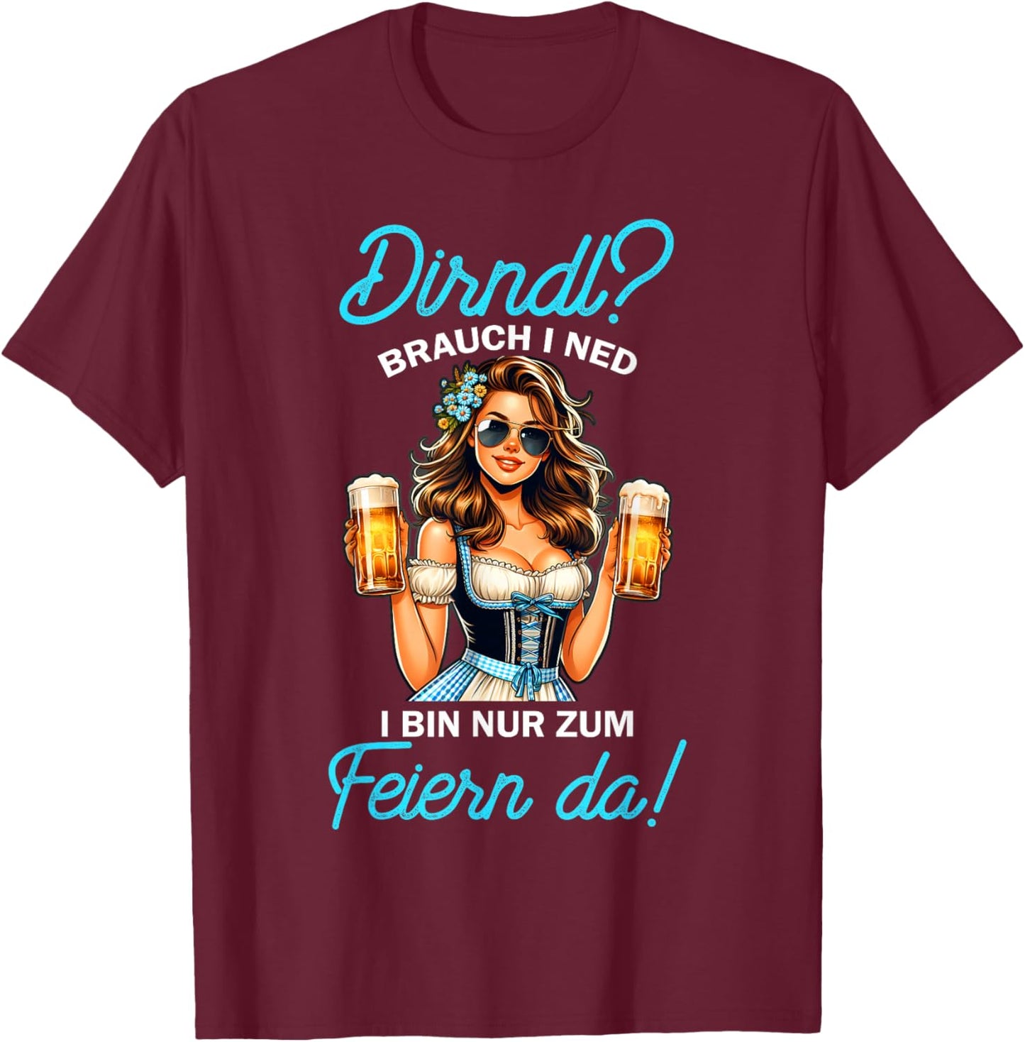 Damen Trachtendirndl für Oktoberfest T-Shirt - T-Shirt | Maroon