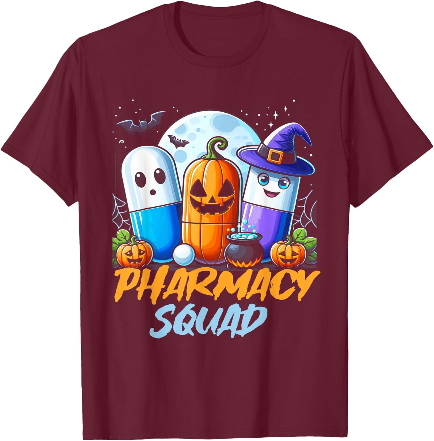 Funny Pills Pharmacy Pharmacist Squad Halloween Costume T-Shirt - T-Shirt | Maroon