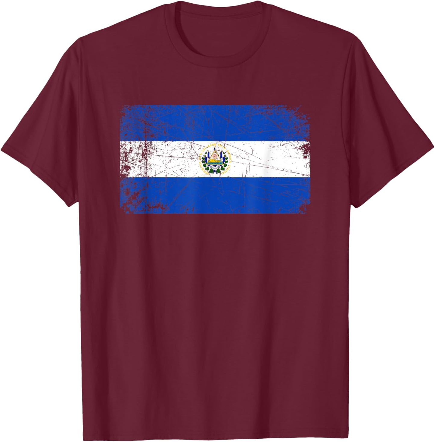 Vintage Made In EL SALVADOR SALVADORAN Flag Gift T-Shirt - T-Shirt | Maroon