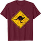 Vintage Kangaroo Road Sign Australia Aussie Roo Adult Kids T-Shirt - T-Shirt | Maroon