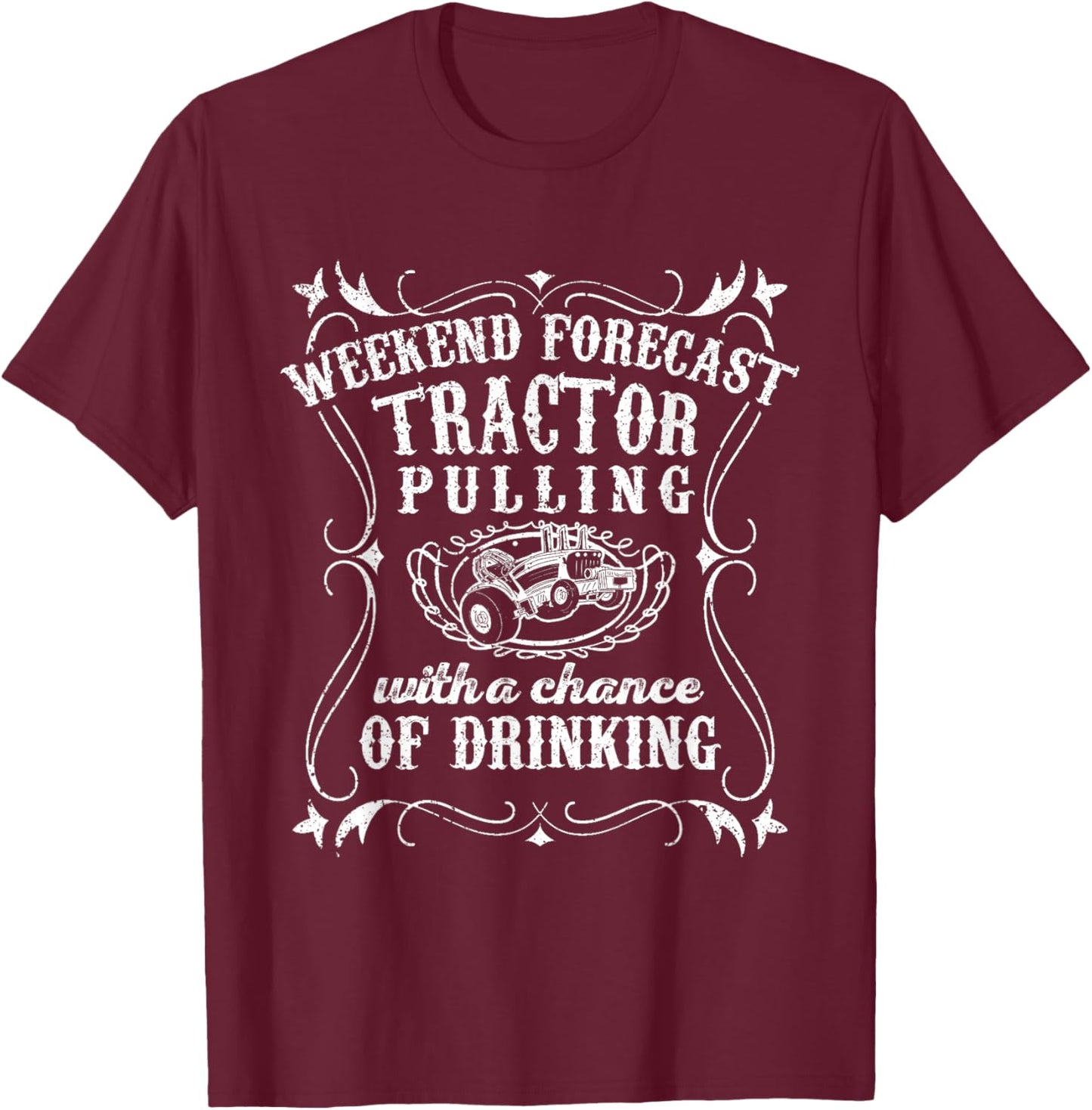 Vintage Tractor Pulling Season Graphic Design Tractor Puller T-Shirt - T-Shirt | Maroon